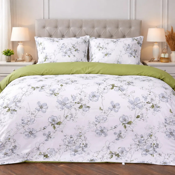 Фото - Комплект постельного белья MirSon 175х210 см 00-1 Olive Flowers Поплин (2200009699009)