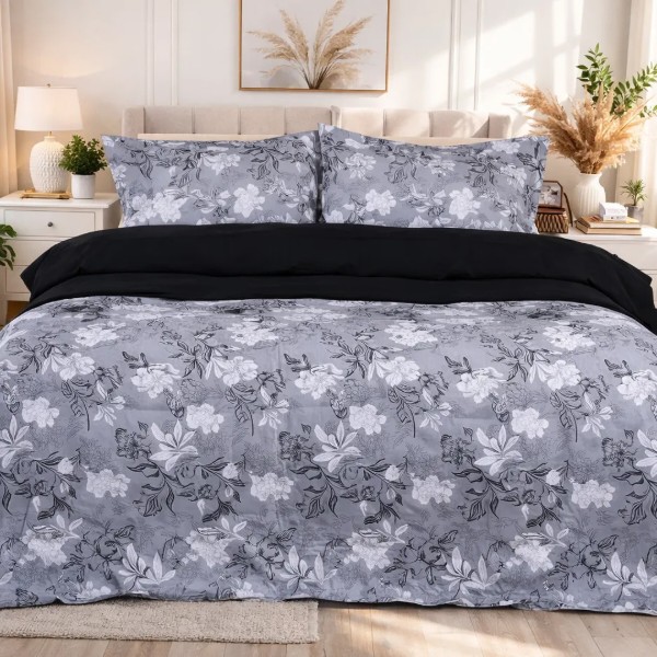 Фото - Комплект постельного белья MirSon 175х210 см 00-8 Black Flowers Поплин (2200009707858)