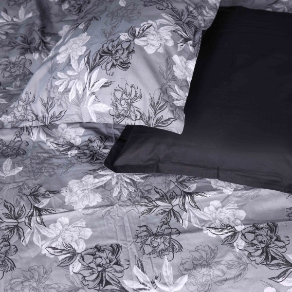 Фото - Комплект постельного белья MirSon 175х210 см 00-8 Black Flowers Поплин (2200009707858)