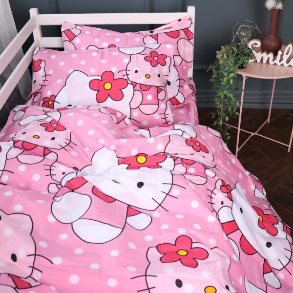 Фото - Комплект постельного белья MirSon King Size 220х240 см Kids Time 17-0864 Hello Kitty Pink Бязь (2200011863184)