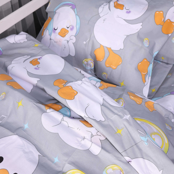 Фото - Комплект постільної білизни MirSon King Size 220х240 см Kids Time 17-0896 Baby Ducks Gray Бязь (2200012393918)