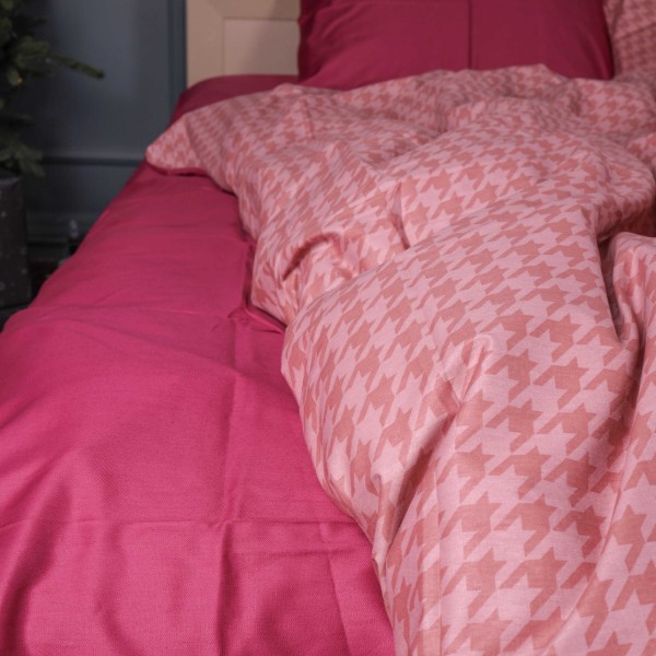 Фото - Комплект постільної білизни MirSon 143х210 см 22-1440 Pink Houndstooth Сатин (2200012406045)