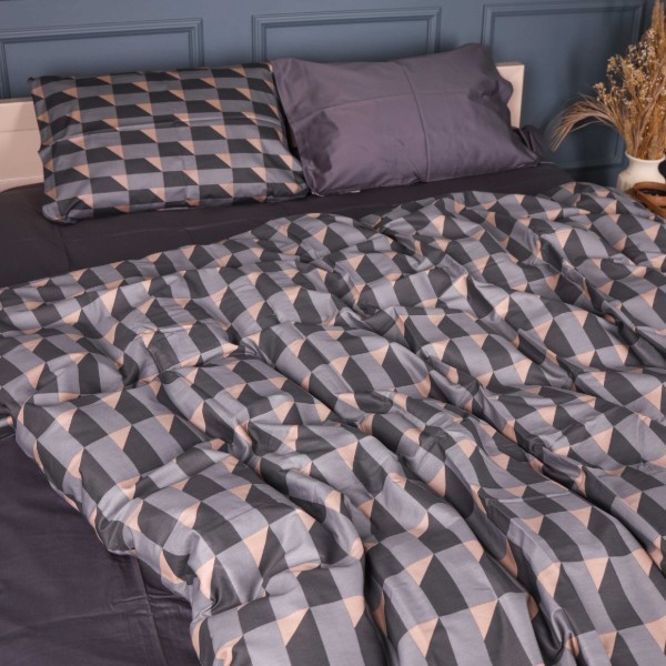 Фото - Комплект постельного белья MirSon King Size 220х240 см 22-1441 Dark Cube Pattern (2200012406311)