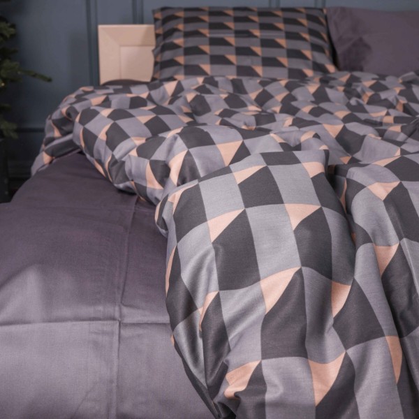 Фото - Комплект постельного белья MirSon King Size 220х240 см 22-1441 Dark Cube Pattern (2200012406311)