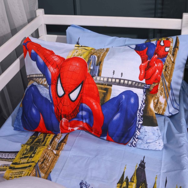 Фото - Комплект постільної білизни MirSon 143х210 см Kids Time 17-0890 Spider-Man City Light Бязь (2200012389348)