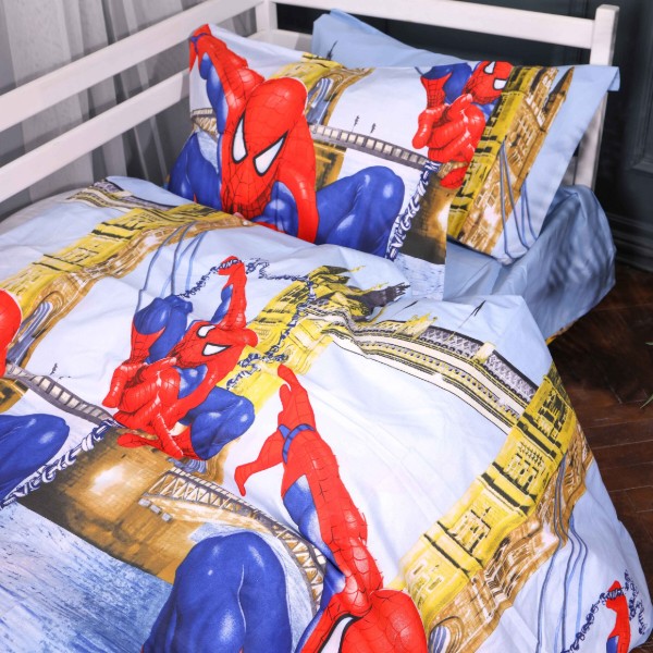 Фото - Комплект постільної білизни MirSon 143х210 см Kids Time 17-0890 Spider-Man City Light Бязь (2200012389348)