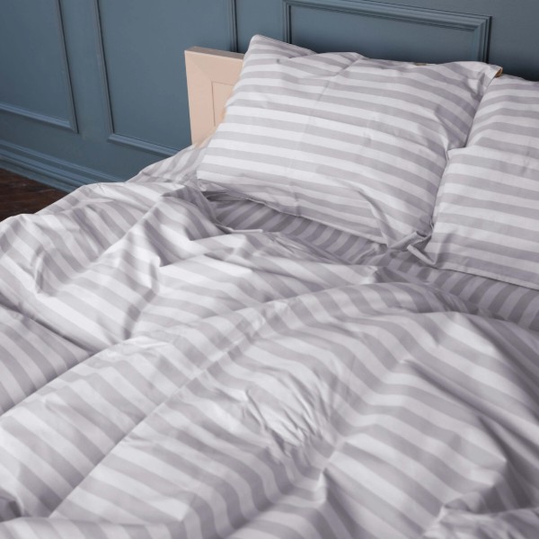 Фото - Комплект постельного белья MirSon King Size 220x240 Ranforce Elite 17-0600 Stripe White Gray Ранфорс (2200008048815)