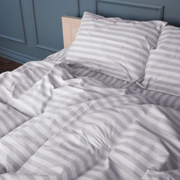 Фото - Комплект постельного белья MirSon 175x210 см 17-0600 Stripe White Gray Бязь (2200008048082)