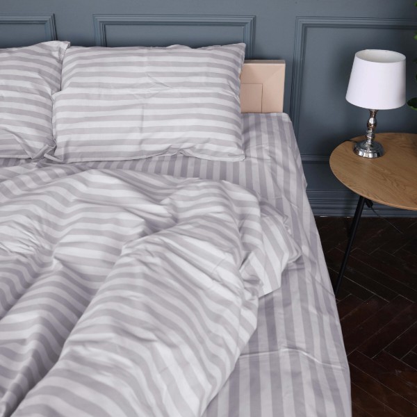 Фото - Комплект постельного белья MirSon King Size 220x240 Ranforce Elite 17-0600 Stripe White Gray Ранфорс (2200008048815)