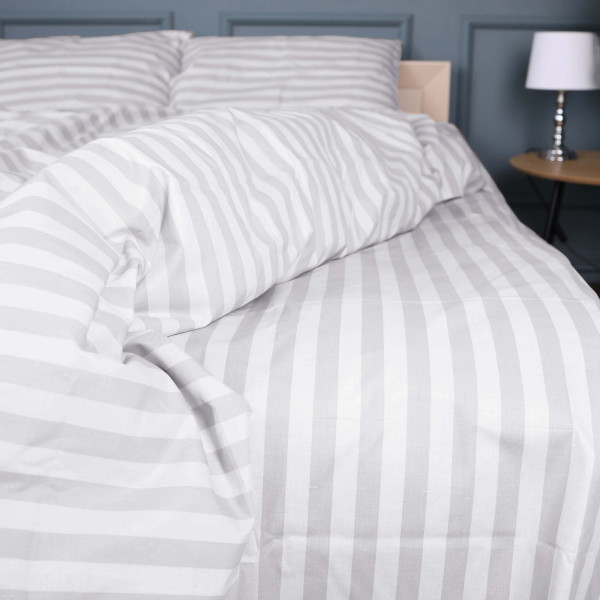 Фото - Комплект постельного белья MirSon 175x210 см 17-0600 Stripe White Gray Бязь (2200008048082)