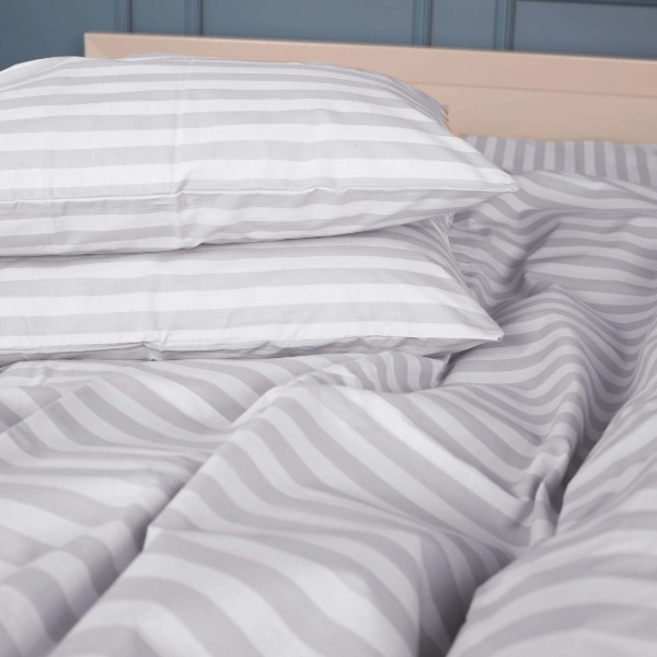 Фото - Комплект постельного белья MirSon King Size 220x240 Ranforce Elite 17-0600 Stripe White Gray Ранфорс (2200008048815)