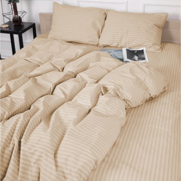 Фото - Комплект постельного белья MirSon 143 x 210 17-0602 Stripe Creamy Бязь (2200008050092)