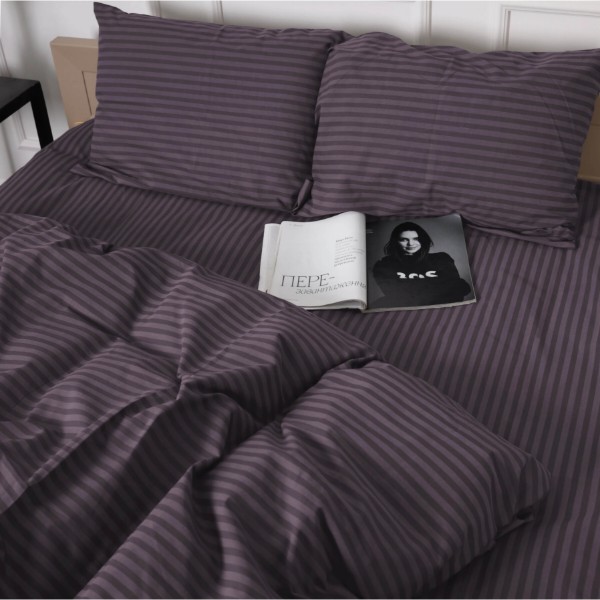 Фото - Комплект постільної білизни MirSon 175x210 см 17-0603 Stripe Violet Бязь (2200008051105)