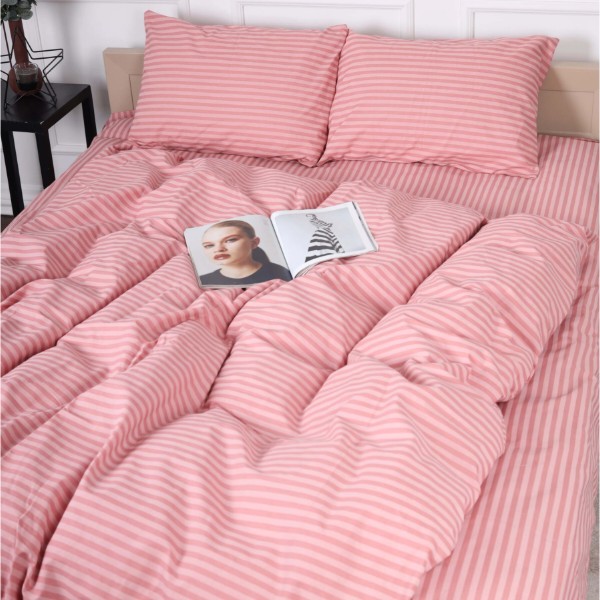 Фото - Комплект постільної білизни MirSon King Size 220x240 17-0607 Stripe Pink Бязь (2200008054335)