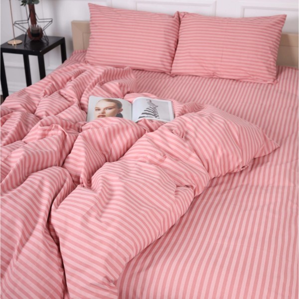 Фото - Комплект постільної білизни MirSon King Size 220x240 17-0607 Stripe Pink Бязь (2200008054335)