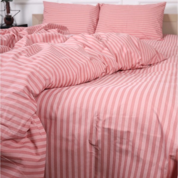 Фото - Комплект постільної білизни MirSon King Size 220x240 17-0607 Stripe Pink Бязь (2200008054335)