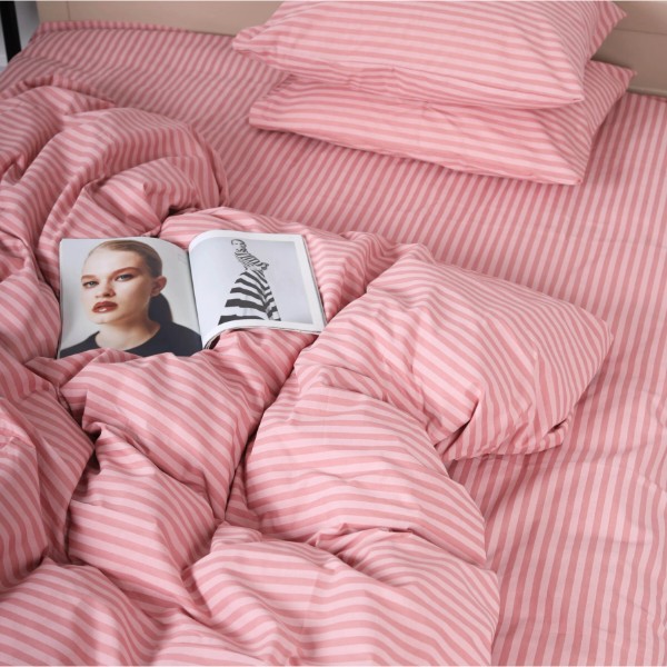 Фото - Комплект постільної білизни MirSon King Size 220x240 17-0607 Stripe Pink Бязь (2200008054335)