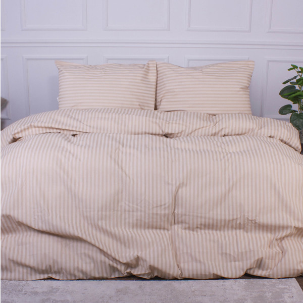 Фото - Комплект постільної білизни MirSon King Size 220x240 Ranforce Elite 17-0602 Stripe Creamy Ранфорс (2200008050832)