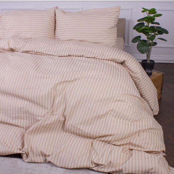Фото - Комплект постільної білизни MirSon King Size 220x240 Ranforce Elite 17-0602 Stripe Creamy Ранфорс (2200008050832)