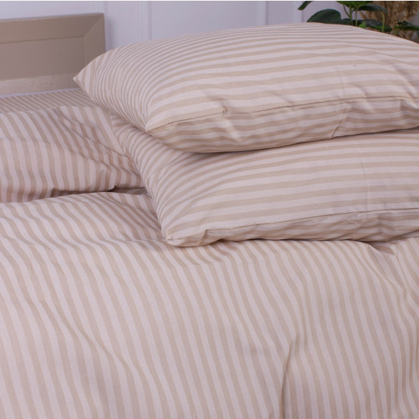Фото - Комплект постільної білизни MirSon King Size 220x240 Ranforce Elite 17-0602 Stripe Creamy Ранфорс (2200008050832)