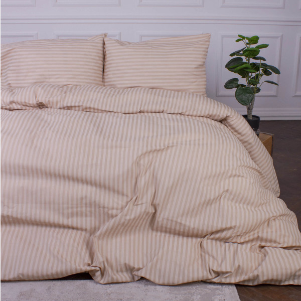 Фото - Комплект постільної білизни MirSon King Size 220x240 Ranforce Elite 17-0602 Stripe Creamy Ранфорс (2200008050832)