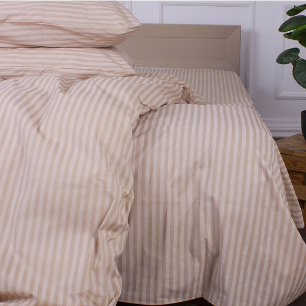 Фото - Комплект постільної білизни MirSon King Size 220x240 Ranforce Elite 17-0602 Stripe Creamy Ранфорс (2200008050832)
