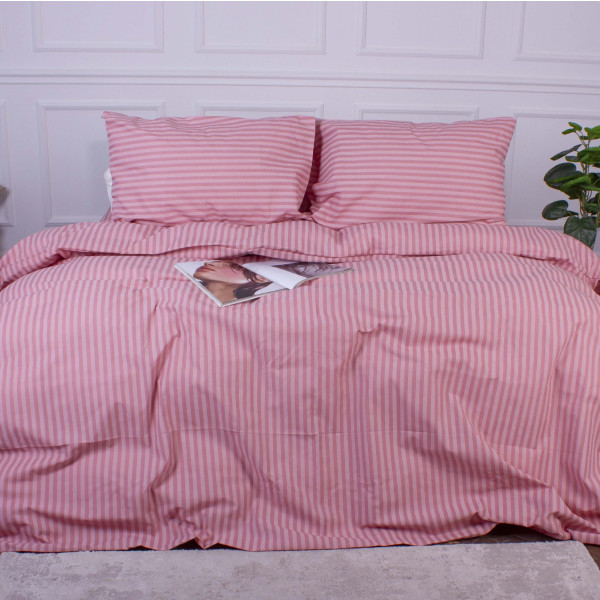Фото - Комплект постільної білизни MirSon King Size 220x240 Ranforce Elite 17-0607 Stripe Pink Ранфорс (2200008054830)