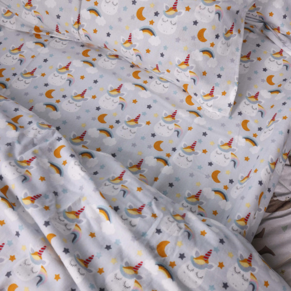 Фото - Комплект постільної білизни MirSon 175x210 см 018 Unicorn Фланель (2200009656057)