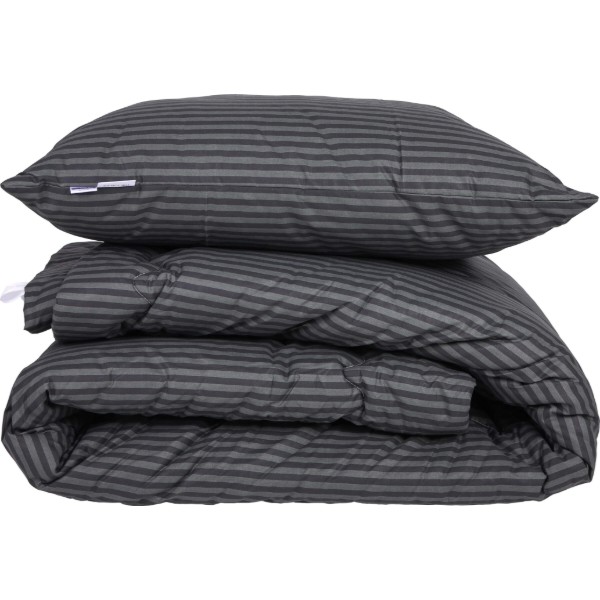 Фото - Ковдра зимова двоспальна MirSon антиалергенна №165 Сolor Fun Line 17-0611 Stripe Black з евкаліптовим волокном 172х205 + нав. 2 шт. (2200010859744)