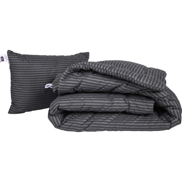 Фото - Ковдра зимова двоспальна MirSon антиалергенна №165 Сolor Fun Line 17-0611 Stripe Black з евкаліптовим волокном 172х205 + нав. 2 шт. (2200010859744)