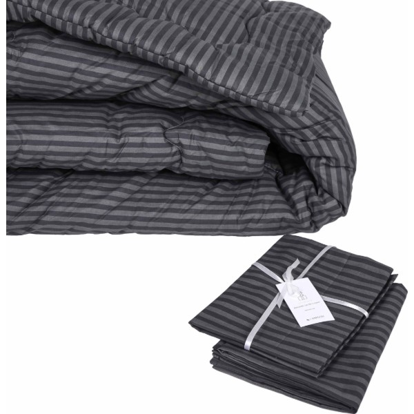 Фото - Одеяло летнее двуспальное евро MirSon антиаллергенное №145 Сolor Fun Line 17-0611 Stripe Black Eco-Soft 200х220 + нав. 2 шт. (2200010854091)