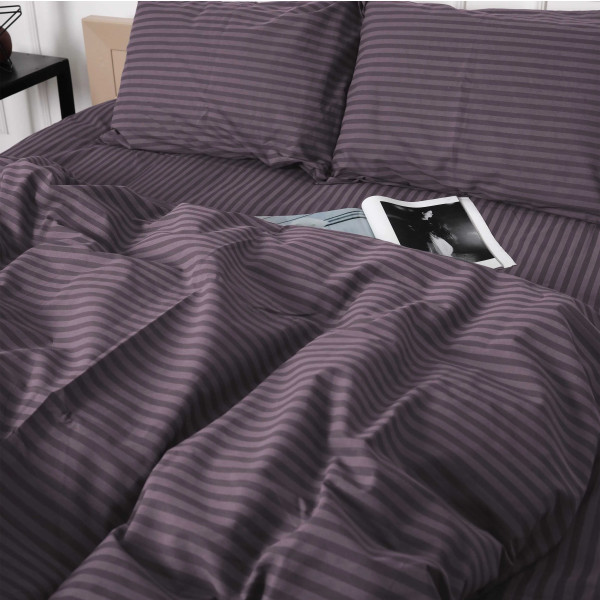 Фото - Комплект постільної білизни MirSon 200 x 220 17-0603 Stripe Violet Бязь (2200008051112)