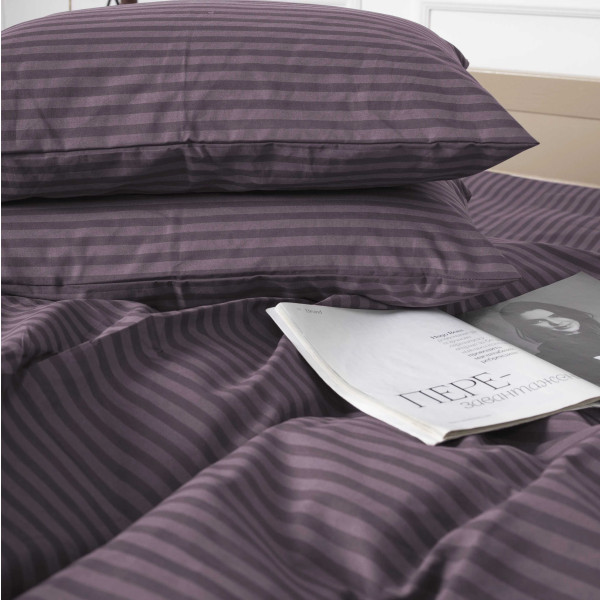Фото - Комплект постільної білизни MirSon 200 x 220 17-0603 Stripe Violet Бязь (2200008051112)