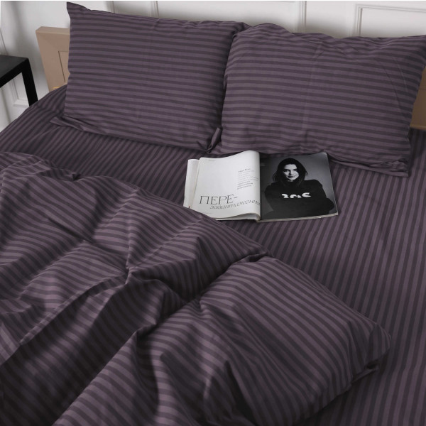Фото - Комплект постільної білизни MirSon 200 x 220 17-0603 Stripe Violet Бязь (2200008051112)