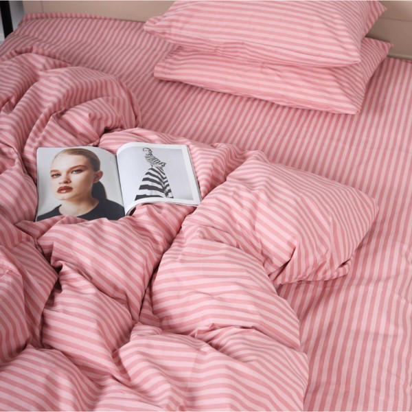 Фото - Комплект постельного белья MirSon 200 x 220 17-0607 Stripe Pink Бязь (2200008054113)