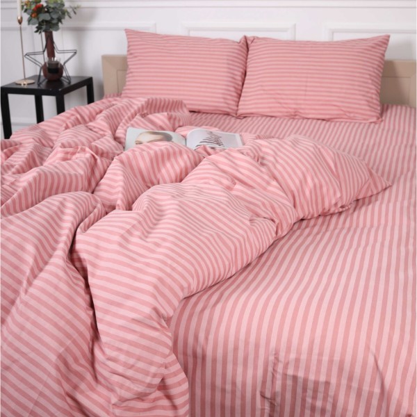 Фото - Комплект постельного белья MirSon 200 x 220 17-0607 Stripe Pink Бязь (2200008054113)