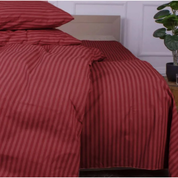 Фото - Комплект постельного белья MirSon Бязь 17-0608 Stripe Red 175х210 см (2200010364897)