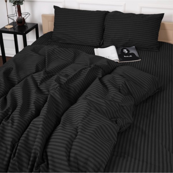Фото - Комплект постельного белья MirSon Бязь 17-0611 Stripe Black 175х210 (2200008200152)