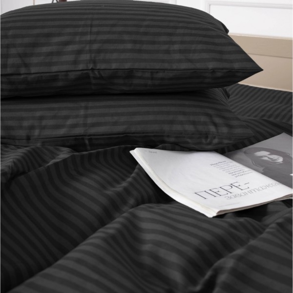 Фото - Комплект постельного белья MirSon Бязь 17-0611 Stripe Black 175х210 (2200008200152)