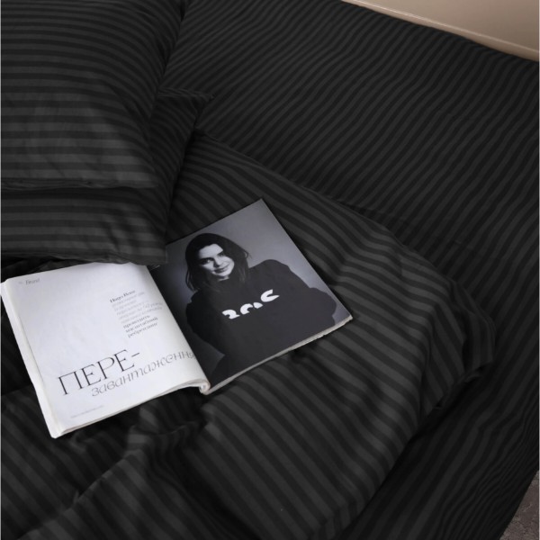 Фото - Комплект постельного белья MirSon Бязь 17-0611 Stripe Black 175х210 (2200008200152)