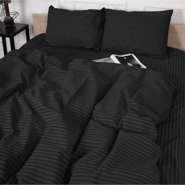 Фото - Комплект постельного белья MirSon Бязь 17-0611 Stripe Black 175х210 (2200008200152)