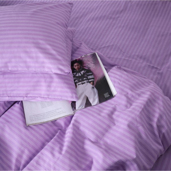 Фото - Комплект постільної білизни MirSon Бязь 17-0618 Stripe Purple 175х210 см (2200008203733)
