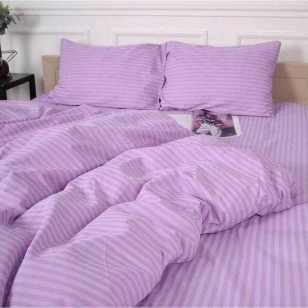 Фото - Комплект постільної білизни MirSon Бязь 17-0618 Stripe Purple 175х210 см (2200008203733)