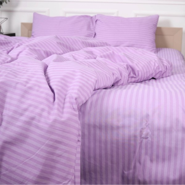 Фото - Комплект постільної білизни MirSon Бязь 17-0618 Stripe Purple 175х210 см (2200008203733)