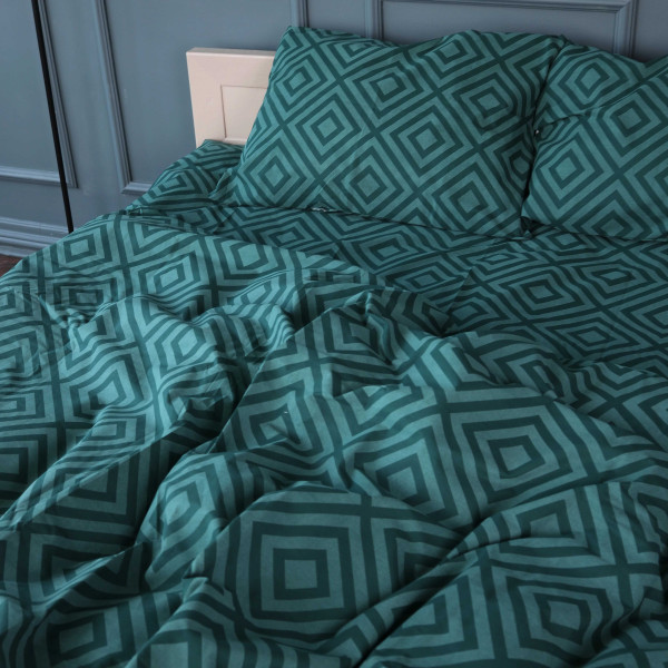 Фото - Комплект постільної білизни MirSon Бязь 17-0622 Geometry Emerald 175х210 см (2200008197766)