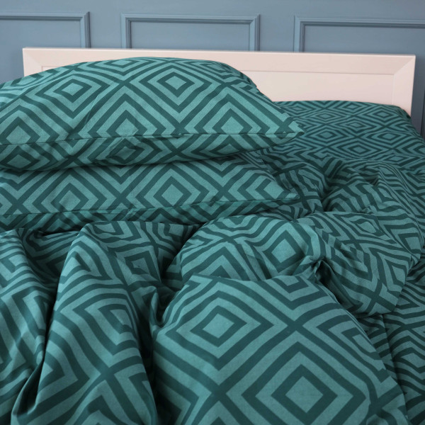 Фото - Комплект постільної білизни MirSon Бязь 17-0622 Geometry Emerald 175х210 см (2200008197766)
