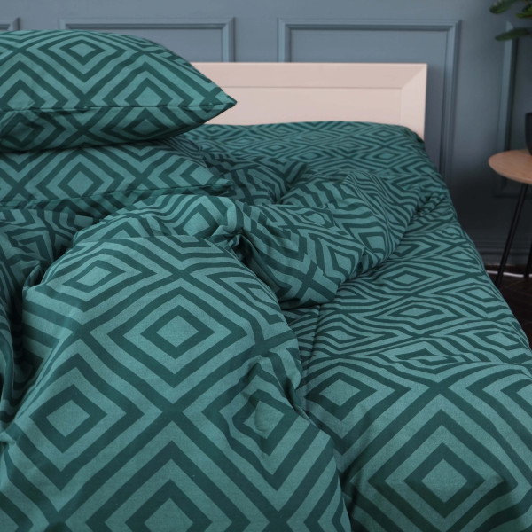 Фото - Комплект постільної білизни MirSon Бязь 17-0622 Geometry Emerald 175х210 см (2200008197766)