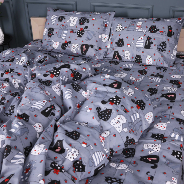 Фото - Комплект постільної білизни MirSon Бязь 17-0671 With Love, Cats 175х210 см (2200010177886)