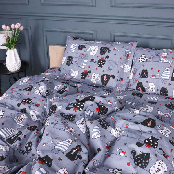 Фото - Комплект постільної білизни MirSon Бязь 17-0671 With Love, Cats 175х210 см (2200010177886)