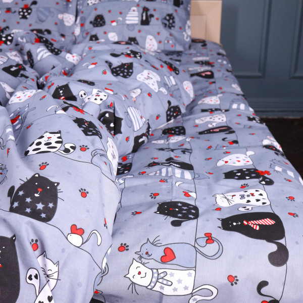 Фото - Комплект постільної білизни MirSon Бязь 17-0671 With Love, Cats 175х210 см (2200010177886)